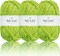 3 Skeins Sparkling Chenille Yarn Soft Yarn for Crochet Knitting Blanket Yarn DIY Craft Yarn for Blanket-Total Length 3×50m(3×55yds/3.53oz×3)- Spring Green